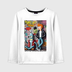 Лонгслив хлопковый детский Бендер и Фрай - панк жив, цвет: белый