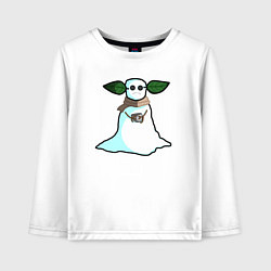 Лонгслив хлопковый детский Снеговик Йода, цвет: белый