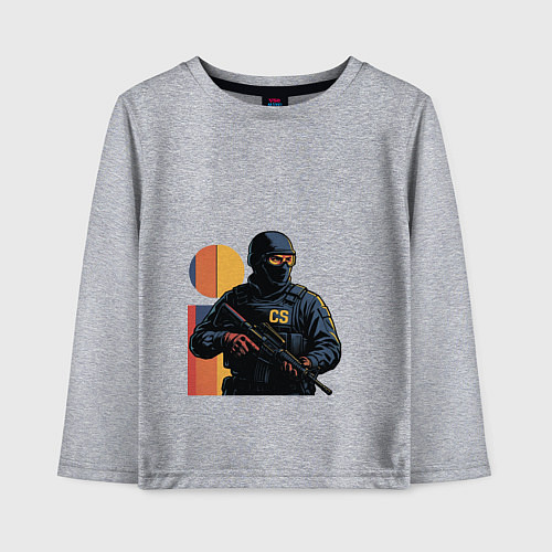 Детский лонгслив Поп-арт контр-террорист CS 2 / Меланж – фото 1