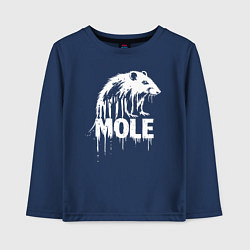 Лонгслив хлопковый детский Крот с надписью, цвет: тёмно-синий