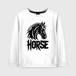 Лонгслив хлопковый детский Черная лошадь граффити, цвет: белый