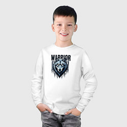 Лонгслив хлопковый детский Волк воин, цвет: белый — фото 2