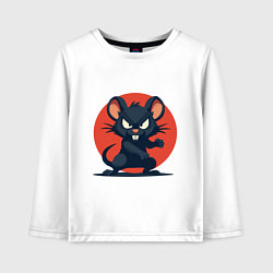 Лонгслив хлопковый детский Мышь боец, цвет: белый