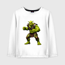 Лонгслив хлопковый детский Гибрид Шрека и Халка, цвет: белый