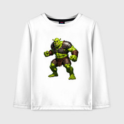Лонгслив хлопковый детский Невероятный Шрек, цвет: белый