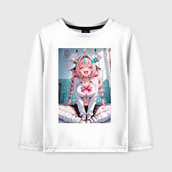 Лонгслив хлопковый детский Веселая коровка в школьной форме, цвет: белый