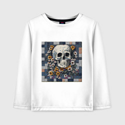 Детский лонгслив Череп в цветах мозаика