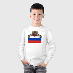 Лонгслив хлопковый детский Russian bear, цвет: белый — фото 2
