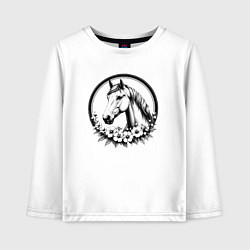 Лонгслив хлопковый детский Шепот гривы, цвет: белый