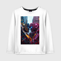Лонгслив хлопковый детский Противостояние роботов, цвет: белый