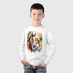 Лонгслив хлопковый детский Доверие, цвет: белый — фото 2