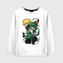 Лонгслив хлопковый детский Моя геройская академия Изуку Мидория, цвет: белый