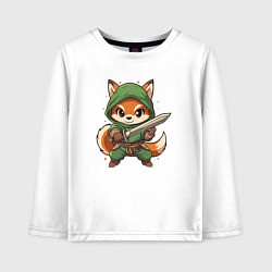Лонгслив хлопковый детский Лисёнок с мечом, цвет: белый