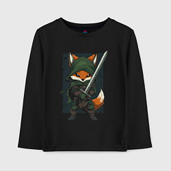 Лонгслив хлопковый детский Лисёнок рыцарь, цвет: черный