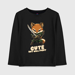 Лонгслив хлопковый детский Милый но готов драться, цвет: черный