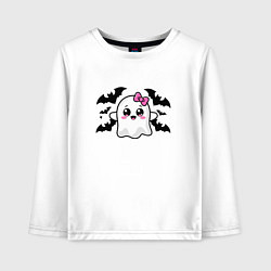 Лонгслив хлопковый детский Готическое очарование - приведение, цвет: белый
