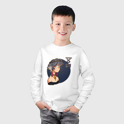 Лонгслив хлопковый детский Девушка-волк: тотем волка, цвет: белый — фото 2