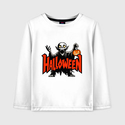 Детский лонгслив Вампир с надписью halloween