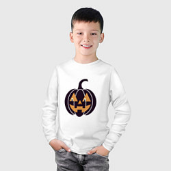 Лонгслив хлопковый детский Тыква Джек фонарь Хэллоуин, цвет: белый — фото 2