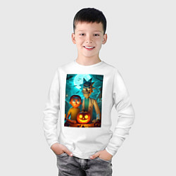 Лонгслив хлопковый детский Rick and Morty with pumpkin - halloween night, цвет: белый — фото 2