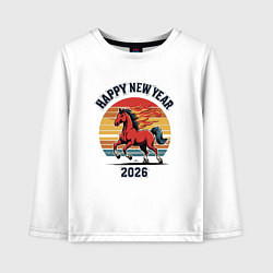 Лонгслив хлопковый детский Красная огненная лошадь 2026, цвет: белый