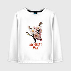 Лонгслив хлопковый детский My great may - сакура, цвет: белый