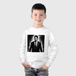 Лонгслив хлопковый детский Киану, цвет: белый — фото 2