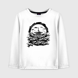 Лонгслив хлопковый детский Японская пагода, цвет: белый
