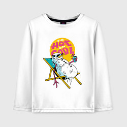 Лонгслив хлопковый детский Тающий снеговик, цвет: белый
