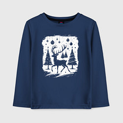 Детский лонгслив Олень в новогоднем лесу