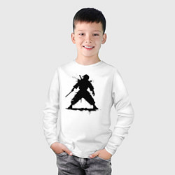 Лонгслив хлопковый детский Тень воина ниндзя, цвет: белый — фото 2