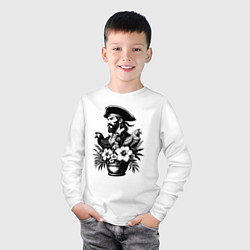 Лонгслив хлопковый детский Пират среди цветов, цвет: белый — фото 2