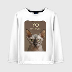 Лонгслив хлопковый детский Yo - Im Sphynx, цвет: белый