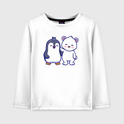 Детский лонгслив Пингвин и белый медведь