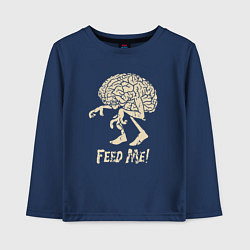 Лонгслив хлопковый детский Корми меня, цвет: тёмно-синий