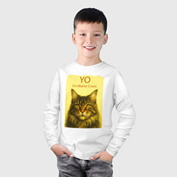 Лонгслив хлопковый детский Yo - Im Maine Coon, цвет: белый — фото 2