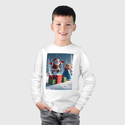 Лонгслив хлопковый детский Дед Морозио и Принцесса Снегурочка: c подарками в, цвет: белый — фото 2