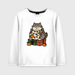 Лонгслив хлопковый детский Я уже начал праздновать, цвет: белый