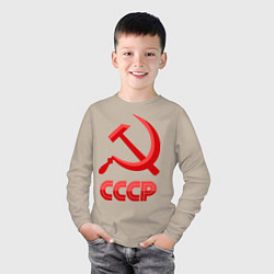 Лонгслив хлопковый детский СССР Логотип, цвет: миндальный — фото 2