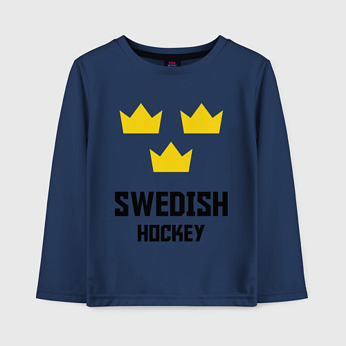 Детский лонгслив Swedish Hockey / Тёмно-синий – фото 1