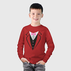 Лонгслив хлопковый детский Смокинг, цвет: красный — фото 2