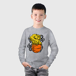 Лонгслив хлопковый детский Тигр с мячом, цвет: меланж — фото 2