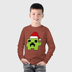 Лонгслив хлопковый детский Minecraft: New Year, цвет: кирпичный — фото 2