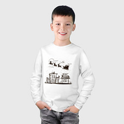 Лонгслив хлопковый детский Санта над городом, цвет: белый — фото 2