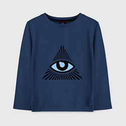 Лонгслив хлопковый детский Всевидящее око (глаз в треугольнике), цвет: тёмно-синий