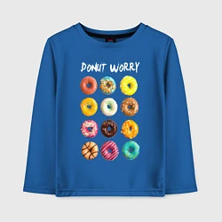 Лонгслив хлопковый детский Donut Worry, цвет: синий