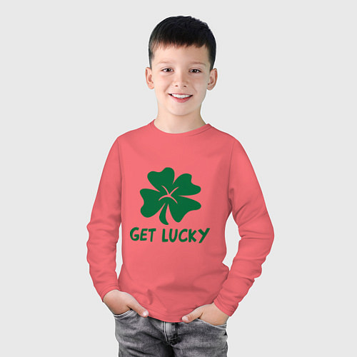 Детский лонгслив Get lucky / Коралловый – фото 3