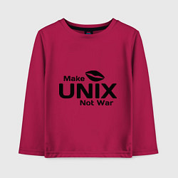 Лонгслив хлопковый детский Make unix, not war, цвет: маджента