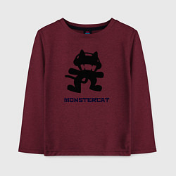 Лонгслив хлопковый детский Monstercat, цвет: меланж-бордовый