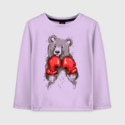 Лонгслив хлопковый детский Bear Boxing, цвет: лаванда